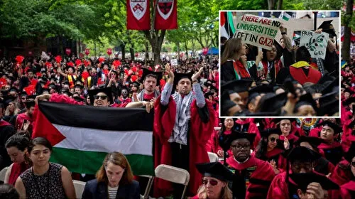 Harvard'ın mezuniyetine katılan öğrenci yakınları Trump hükümetinin politikalarına tepkili
