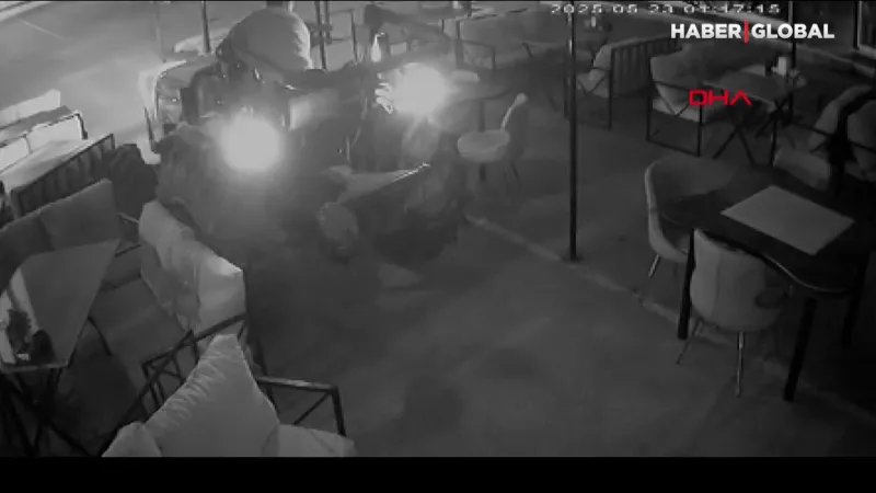 Kafe çevresinde ilginç anlar: Kamera saniye saniye kaydetti
