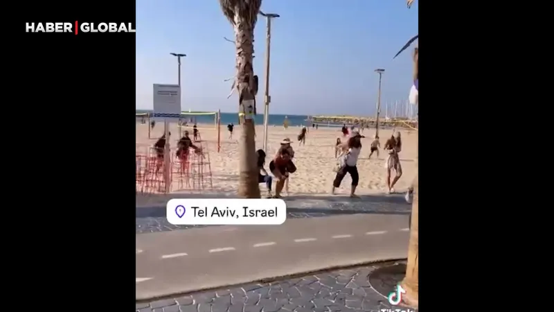 Tel Aviv'de Plaj Keyfi Kabusa Döndü: İran Füzeleri Paniği!